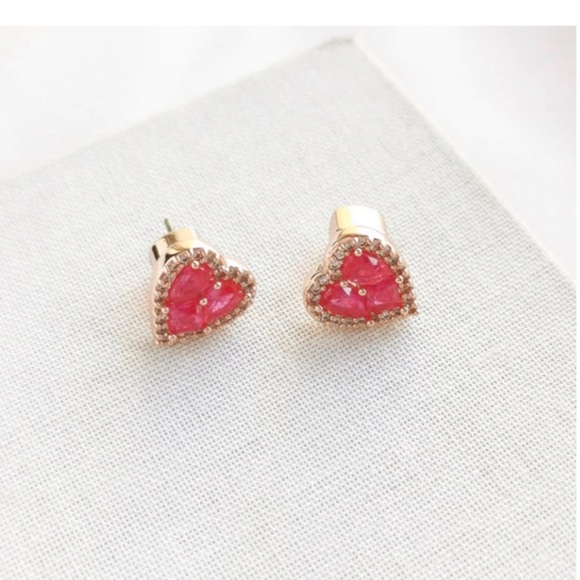 Kate Spade “Spell it Out” necklace and earrings boxed set, red hearts - Picture 11 of 15